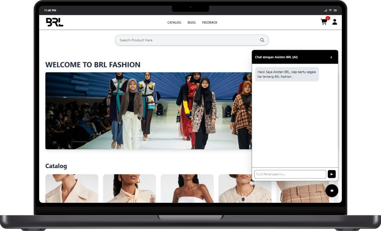 BRL Fashion product detail, cart, and checkout screens