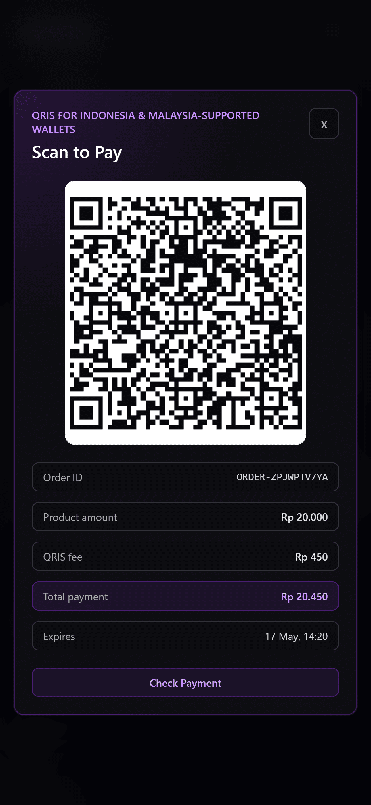Aksa Xiterz Payment state stays readable.